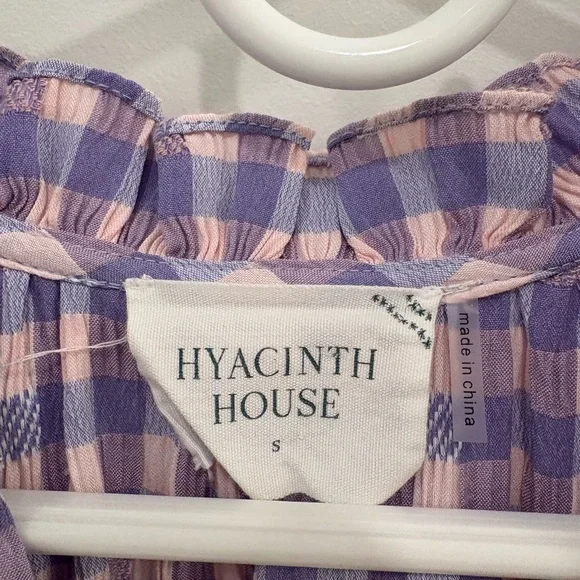 Hyacinth House Tuckernuck Sutton Purple Pink Gingham Mini Dress Size Small - Picture 3 of 15